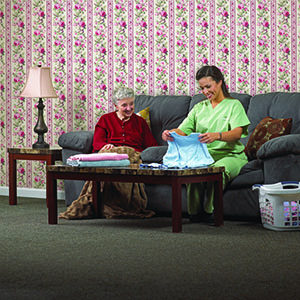 Nurse doing chores for a hospice patient