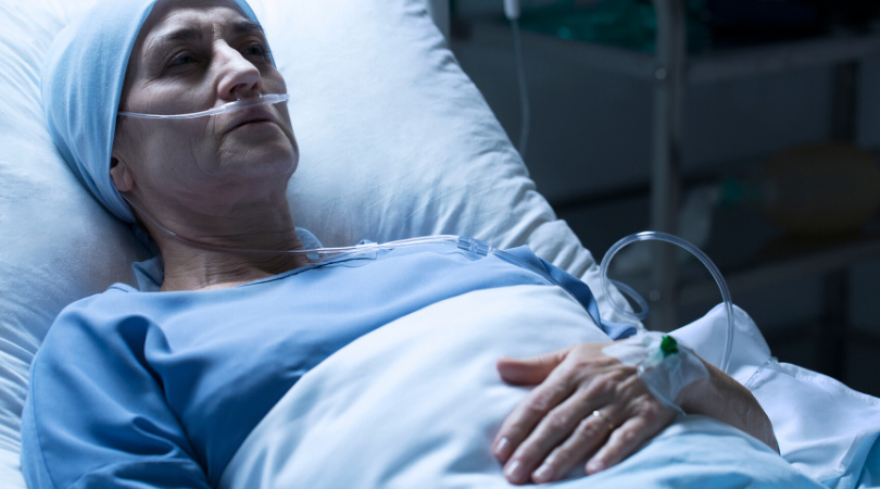 Woman with cancer in a hospital